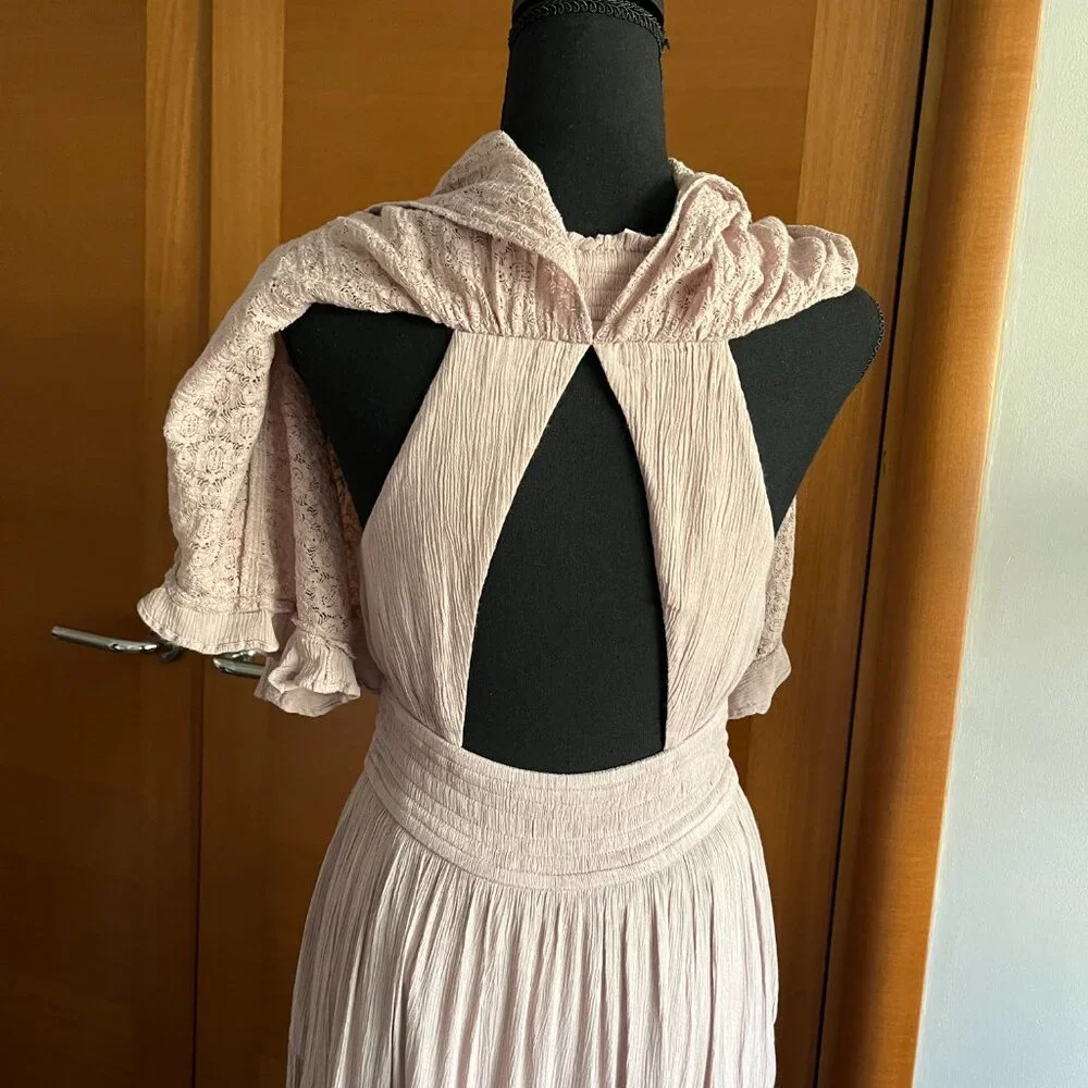 Free People Dancing On Air Boho Chic Ruffled Maxi Dress Size XS NWT - Picture 8 of 8